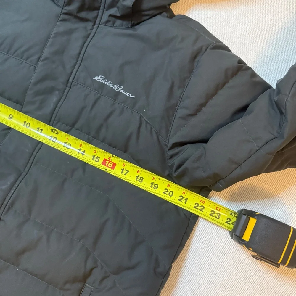 Eddie Bauer Puffer Parka Men XL Black Hooded Down Insulated Winter Jacket heavy
